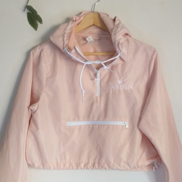 Independent Trading Company Pink XSMALL Crop Hoodie Windbreaker - Picture 3 of 5